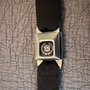 Cadillac Black Seatbelt Buckle Belt 25”-39”